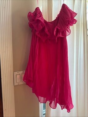 Flying Tomato Hot Pink Ruffle Chiffon Mini Dress